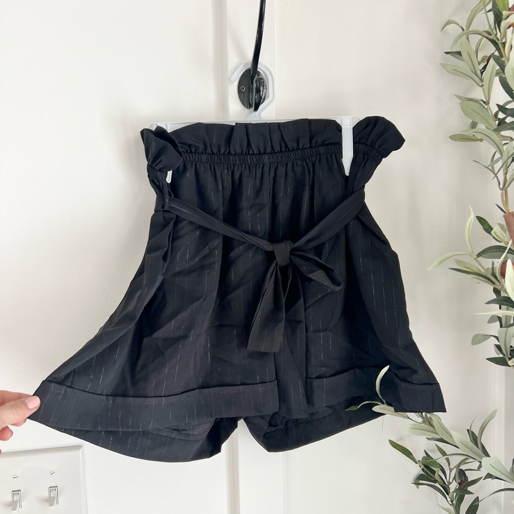 Tyche Pin Striped Black Shorts